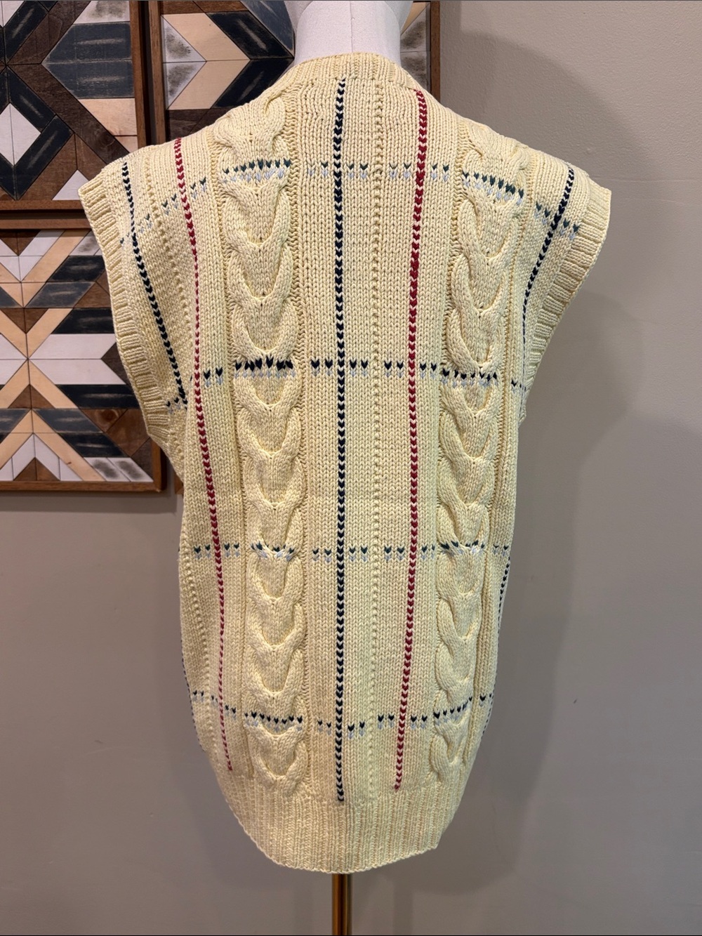 Vintage Ralph Lauren 90s Hand Knit Cotton Sleeveless V-Neck Sweater Vest Medium - Picture 6 of 10